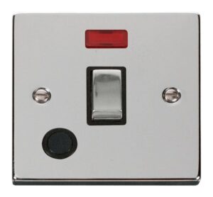 Click Scolmore - Click Deco 20A 1 Gang Dp Ingot Switch With Flex Outlet And Neon Black (VPCH523BK)