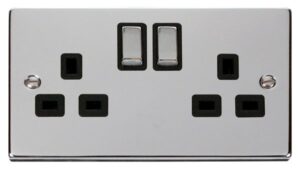 Click Scolmore - Click Deco 2 Gang 13A Dp Ingot Switched Socket Outlet Black (VPCH536BK)