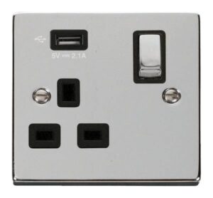 Click Scolmore - Click Deco 1G Skt Usb 2.1A Deco (VPCH571UBK)