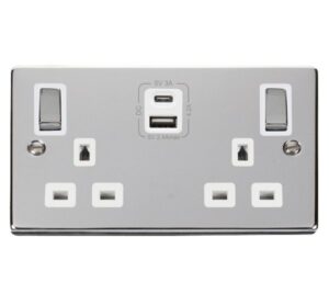 Click Scolmore - Click Deco 2G 13A Switch Skt 4.2A A&C Usb Ingot Vpch Wh (VPCH586WH)
