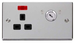 Click Scolmore - Click Deco 13A 1G Dp Lockable Skt W Neon Deco Ch Bk (VPCH655BK)