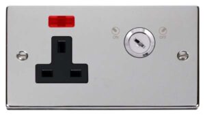 Click Scolmore - Click Deco 13A 1 Gang Dp Key Lockable Socket With Neon (VPCH675BK)