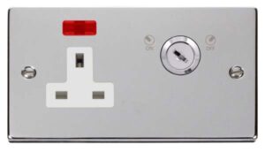Click Scolmore - Click Deco 13A 1 Gang Dp Key Lockable Socket With Neon (VPCH675WH)