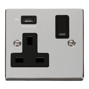 Click Scolmore - Click Deco 1G Skt Usb 2.1A Deco (VPCH771UBK)