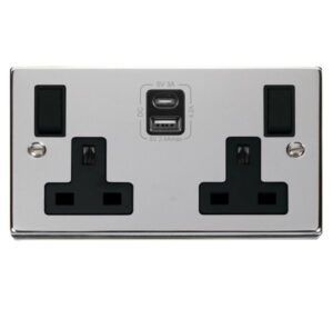 Click Scolmore - Click Deco 2G 13A Switch Skt 4.2A A&C Usb Vpch Bk (VPCH786BK)