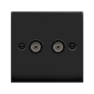Click Scolmore - Click Deco Vp Matt Black 1 Gang Twin Co- Axial Outlet (VPMB066BK)