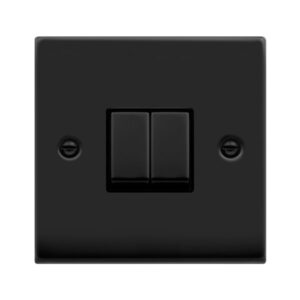 Click Scolmore - Click Deco Vp Matt Black Ingot 10A 2Gang 2Way Switch (VPMB412BK)