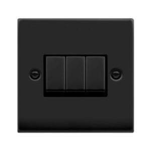 Click Scolmore - Click Deco Vp Matt Black Ingot 10A 3Gang 2-Way Switch (VPMB413BK)