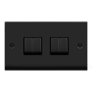 Click Scolmore - Click Deco Vp Matt Black Ingot 10A 4-Gang 2Way Switch (VPMB414BK)