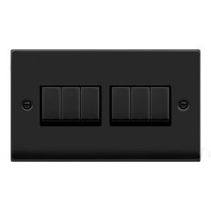 Click Scolmore - Click Deco Vp Matt Black Ingot 10A 6-Gang 2Way Switch (VPMB416BK)