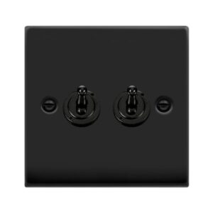 Click Scolmore - Click Deco Vp Matt Black 10Ax 2Gang 2Way Toggle Switc (VPMB422)