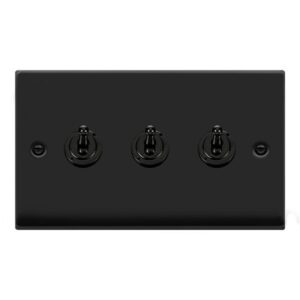 Click Scolmore - Click Deco Vp Matt Black 10Ax 3Gang 2Way Toggle Switc (VPMB423)