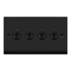Click Scolmore - Click Deco Vp Matt Black 10Ax 4Gang 2Way Toggle Switc (VPMB424)