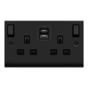 Click Scolmore - Click Deco 2G 13A Switch Skt 4.2A A&C Usb Ingot Vpmb Bk (VPMB586BK)