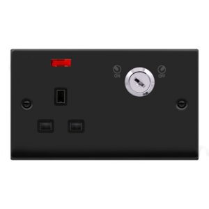 Click Scolmore - Click Deco 13A 1G Dp Lockable Skt W Neon Deco Bn Bk (VPMB655BK)