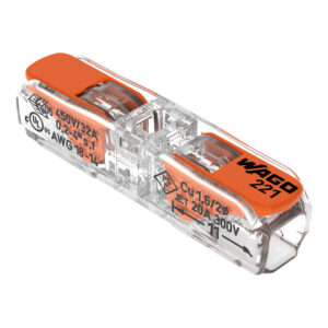 Connectors - Wago Splicing connector In-Line with levers; for all conductor types; max. 4 mm²; 2-conductor; 32A rated (60 Pk) (221-2411)