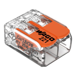 Connectors - Wago Splicing connector with levers; for all conductor types; max. 4 mm²; 2-conductor; 32A rated (100 Pk) (221-412)