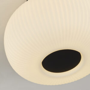Ceiling Lighting - Searchlight Lumina Flush Black Metal & Opal Ribbed Glass (10271-1BK) - View 3