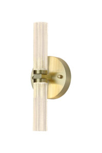 Wall Lighting - Searchlight Aberdeen LED Up/Down Wall Light Satin Brass Metal with Clea (10372SB)