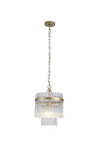 Ceiling Pendants - Searchlight Lara 1Lt Pendant Gold Metal with Clear Glass Rods (11200-1GO)