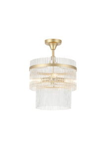 Ceiling Lighting - Searchlight Lara 3Lt Semi Flush Gold Metal Clear Glass Rods (11300-3GO)