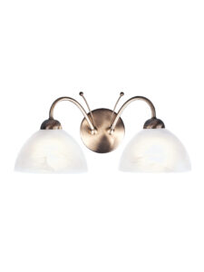 Wall Lighting - Searchlight Milanese 2Lt Wall Light Antique Brass & Alabaster Glass (1132-2AB)