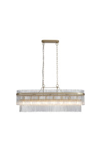 Ceiling Pendants - Searchlight Lara 8Lt Oval Pendant Gold Metal & Clear Glass Rods (11400-8GO)