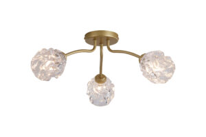 Ceiling Lighting - Searchlight Astral 3Lt Flush Gold Metal With Glass Shades (11523-3GO)