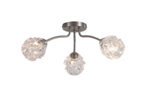 Ceiling Lighting - Searchlight Astral 3Lt Flush Satin Nickel Metal With Glass Shades (11523-3SN)