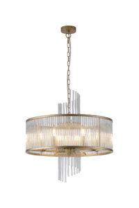 Ceiling Pendants - Searchlight Lara 6Lt Pendant Gold metal with clear glass rods (11600-6GO)