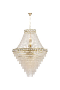 Ceiling Pendants - Searchlight Louis Phillipe 28Lt Pendant Lamp Satin Brass with Clear cry (1711-102SB)