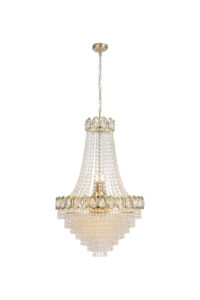 Ceiling Pendants - Searchlight Louis Phillipe 11Lt Pendant Lamp Satin Brass with Clear cry (1711-11SB)