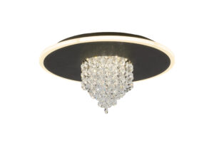 Ceiling Lighting - Searchlight Deluge LED Flush Black Metal with Crystal Glass (21126-32BK)