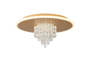 Ceiling Lighting - Searchlight Deluge LED Flush Gold Metal with Crystal Glass (21126-32GO)