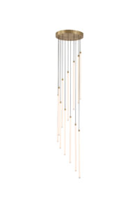 Ceiling Pendants - Searchlight Flare LED 12Lt Stairwell Pendant Satin Brass (22712SB)