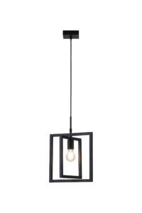 Ceiling Pendants - Searchlight Plaza 1Lt Pendant Black Metal (23203BK)