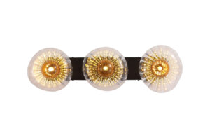 Wall Lighting - Searchlight Sunbeam 3lt Wall Light Clear and Amber Ribbed Glass (24122-3BK)