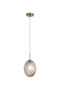 Ceiling Pendants - Searchlight Whirl 1Lt Pendant Satin Brass Metal with Champagne Glass (24141CP)
