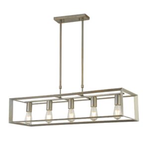 Ceiling Pendants - Searchlight Heaton 5Lt Pendant Brushed Gold/Silver Metal (2415-5SI)