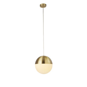 Ceiling Pendants - Searchlight Endor Pendant Satin Brass & Opal Glass (24181-20SB)