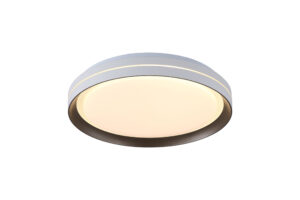 Ceiling Lighting - Searchlight Saucer LED Flush White and Latte Metal (29612-39WH)