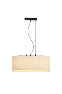 Ceiling Pendants - Searchlight Hessian 3Lt Pendant Black Metal with Linen Shade (30503-3BK)