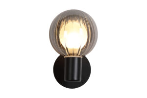 Wall Lighting - Searchlight Luminsphere 1Lt Wall Light Matt Black Metal with Smoked Gla (30506BK)