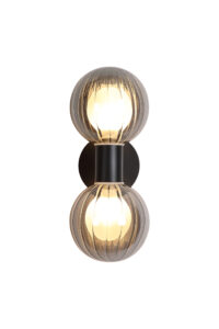 Wall Lighting - Searchlight Luminsphere 2Lt Wall Light Matt Black Metal with Smoked Gla (30507BK)