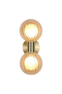 Wall Lighting - Searchlight Luminsphere 2Lt Wall Light Brass with Champagne Glass IP44 (30507GO)