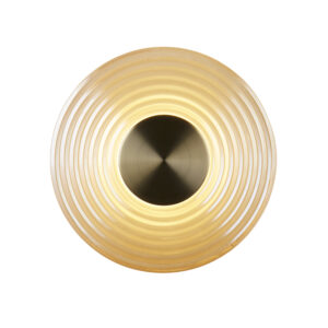 Wall Lighting - Searchlight Cleo LED Wall Light Antique Brass Metal with Amber Glass (32210AM)