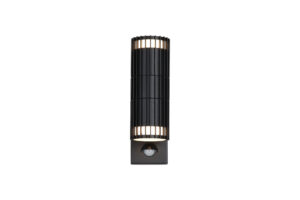 Wall Lighting - Searchlight Detroit 2Lt Up/Down Outdoor Wall Light with PIR Black Metal (37739BK-PIR)