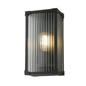 Wall Lighting - Searchlight Cincinnati Outdoor Wall Lamp Aluminium Clear ribbed glass (39340BK)