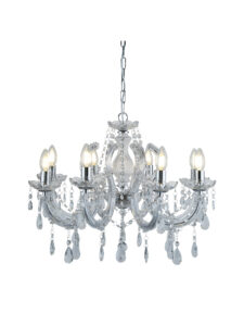Ceiling Pendants - Searchlight Marie Therese 8Lt Pendant Chrome Metal & Clear Acrylic (399-8)