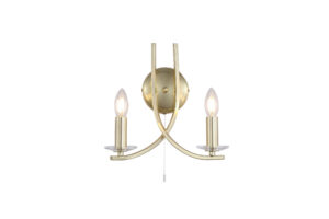 Wall Lighting - Searchlight Ascona 2Lt Wall Light Satin Brass Metal & Glass (4162-2SB)